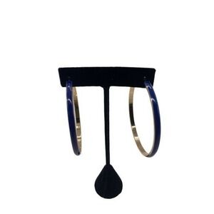 Women's Big Enamel Hoop Earrings with Rose Gold Tone Plated, Nickel-free Stainle